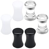 Pexveiuu Dilatadores acrílicos sólidos de 6 a 30 mm para oreja, doble acampanado, dilatadores de dilatación para los oídos, color blanco y negro, para mujeres y hombres, Acrílico, Plástico.