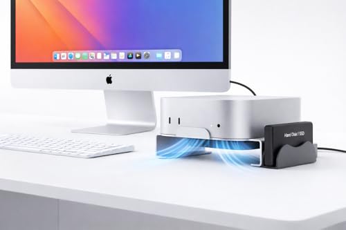 Image of CHEVIK 2026 Upgraded MiniMount Steel Stand for Mac mini M4 & M4 Pro with Power Button Extension, Improved Cooling Desktop Mount & Hard Disk Organizer Attachment