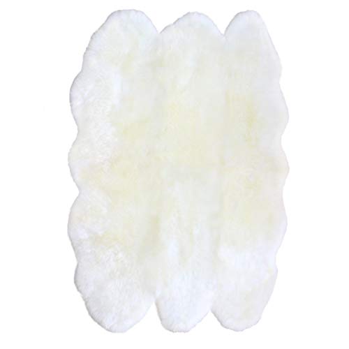 ムートンラグ 天然 オーストラリア産 長毛 6匹物 ラグ アイボリー 140×180cm 洗える 日本製 NF006IV