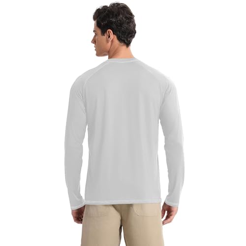 Light Grey UPF 50+ Long Sleeve Sun Shirt Breathable Elasticity Men's Sun Protection Long Sleeve Outdoors2