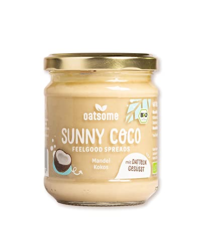OATSOME® Sunny Coco | Feelgood Spread | Mandel & Kokos | Cremiges Nussmus | Vegan | Ohne Raffinierten Zucker & Ohne Palmöl | Bio & 100% Natürlich | Frühstück | 200g Cover