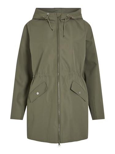 Manteau Hooded Dusty Olive VILA chaud avec grande capuche protectrice
