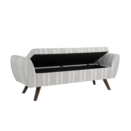 Image of HomePop 60 inch Modern Storage Bench - Gray Striped Pattern