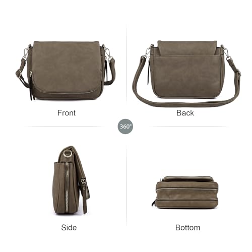Image of Crossbody Bags for Women Small Pu Leather Over the Shoulder Purses and Flap Cross Body Handbags with Multi Pockets