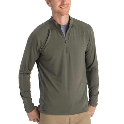 Free Fly Men's Flex Quarter Zip - Bamboo Viscose, UPF 50+ Sun Protection - Stretch Quarter Zip Pullover for Men