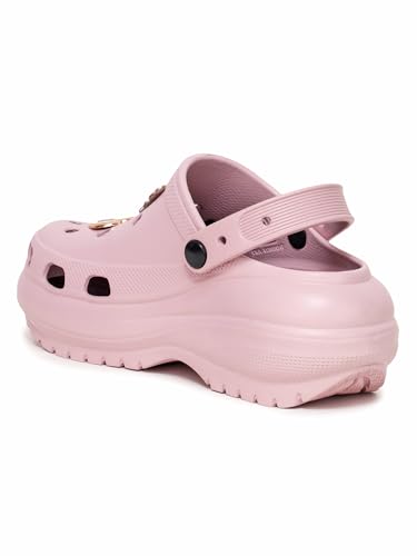 Image of ATHCO Roxxie Clogs For Women's|Girl's| Dual-Color Soft EVA Cushioned With Massage Footbed|Easy Wear with Adjustable Back Strap|Lightweight Platform Heels|Flexible|Breathable|Extra Soft Comfortable Anti-Skid Casual Mule|All-Season|Summer|Monsoon|Rain|Winter|Waterproof|Casual Slip-On Sandal with Cute Charms & Chunky Design|Indoor & Outdoor Wear|Trendy|Fashionable|Stylish|Shoes