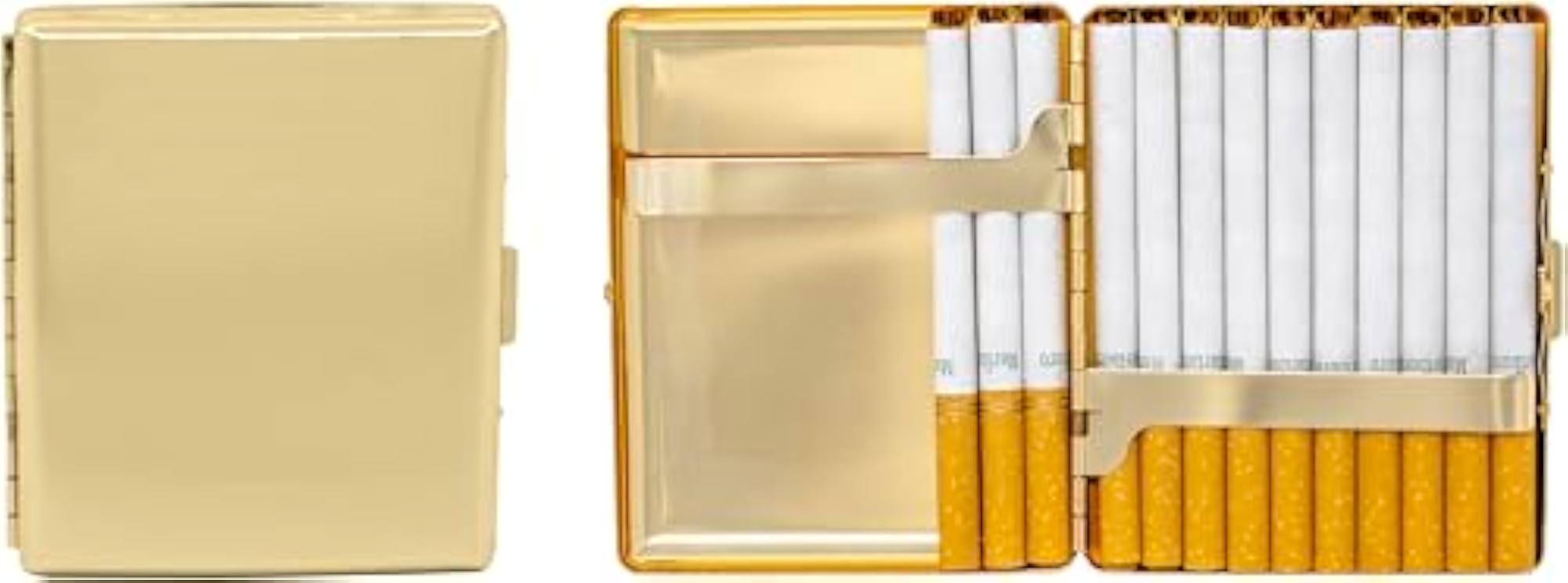 Set of 2 Metal-Plated Cigarette Case & Stash Box