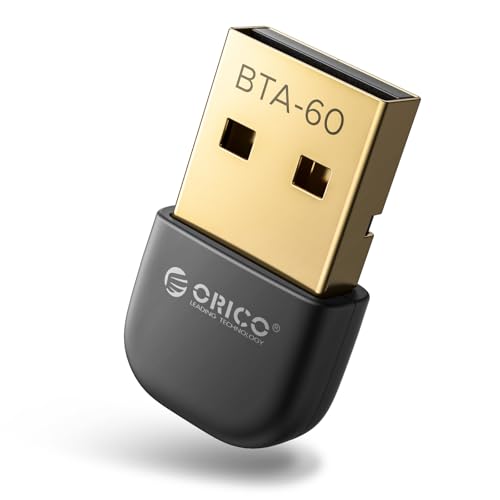 ORICO BTA6.0 Adaptador Bluetooth USB para PC de sobremesa – Receptor dongle de largo alcance, EDR y BLE, compatible con Bluetooth 5.0, sincronización de hasta 7 dispositivos inalámbricos (BTA-60)