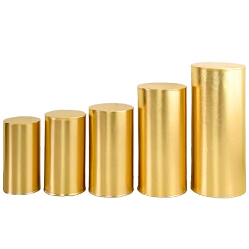 UGCER Spandex Cylinder Stand Covers for Party, Elastic Cylinder Stand Covers Metal Cylinder Pedestal Stands for Birthday Party Wedding Props Decor,All: (5pcs/Set)