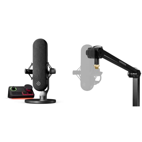 Microphone XLR SteelSeries Alias Pro et Mixeur Stream avec Perche Articulée à Rotation 360