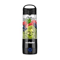 nutribullet Portable, Smoothie Maker to go, 475 ml BPA-freier Becher, kabellos, wiederaufladbar für 15+ Mixvorgänge, tragbarer mini Mixer für mix & go, zerkleinert Eis & Obst, Schwarz, NBP003B