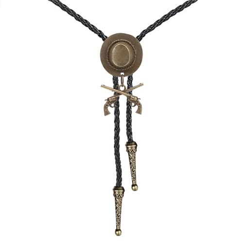 Image of Cowboy Bolo Tie for Men, Vintage Cow Skull Bolo Tie Necklace Native American Necktie for Men Women