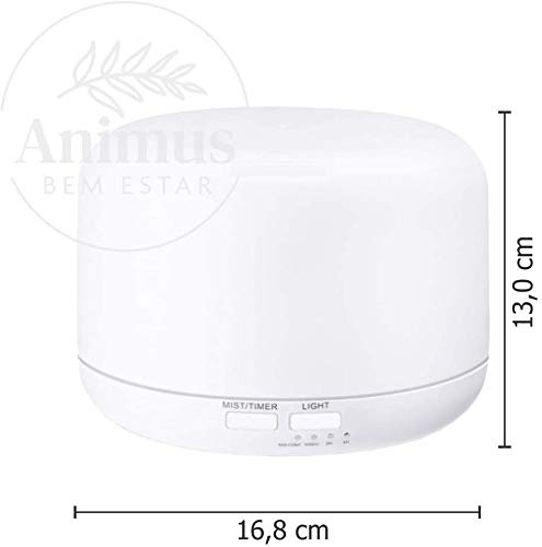 Difusor de Aromas, Aromatizador e Umidificador Cilíndrico 300 ml Branco Animus Bem Estar + BRINDE…
