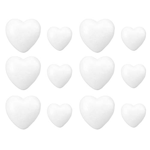 ABOOFAN Lot de 24 boules en polystyrène en forme de cœur pour décoration de fête de Noël et de mariage (5 cm + 8,5 cm)