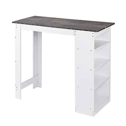 YIFAA - Mesa de Bar con 4 estantes de Almacenamiento, Mesa Alta de Cocina, Mesa de Comedor, Paneles de partículas melaminas, 115 x 50 x 103 cm Cover