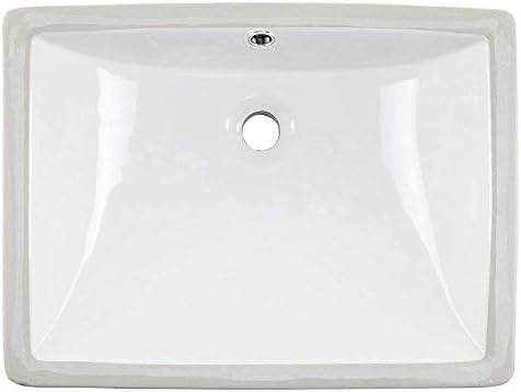 Friho 18.5''x13.8''x7.9'' Modern Sleek Rectangular Undermount Vanity Sink Porcelain Ceramic Lavatory Bathroom Sink, White with Overflow
