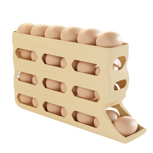 Frigorífico de almacenamiento para huevos de 4 capas | Bandeja automática para enrollar huevos | Dispensador de huevos de 30 capacidades que ahorra espacio | Caja antideslizante para panadería