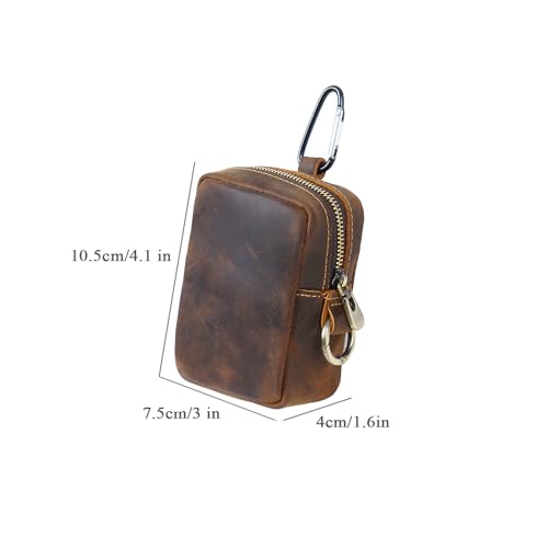 Crazy Horse Leather Coin Purse Retro Zipper Wallet Genuine Leather Coin Pouch for Men Small Leather Change Purse with Key Ring for Travel4