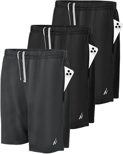 NY Threads 3 Pack Men's Athletic Shorts Quick Dry Lightweight Workout Running Gym Shorts with...