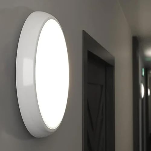 LEDBRITE LED Ceiling & Wall Light Slimline 2D Bulkhead 8W 12W & 15W 105Lm/W CCT 3000K - 6500K Waterproof IP65 Dome Modern Flush for Commercial Care Homes Hotels Hallway (Emergency)