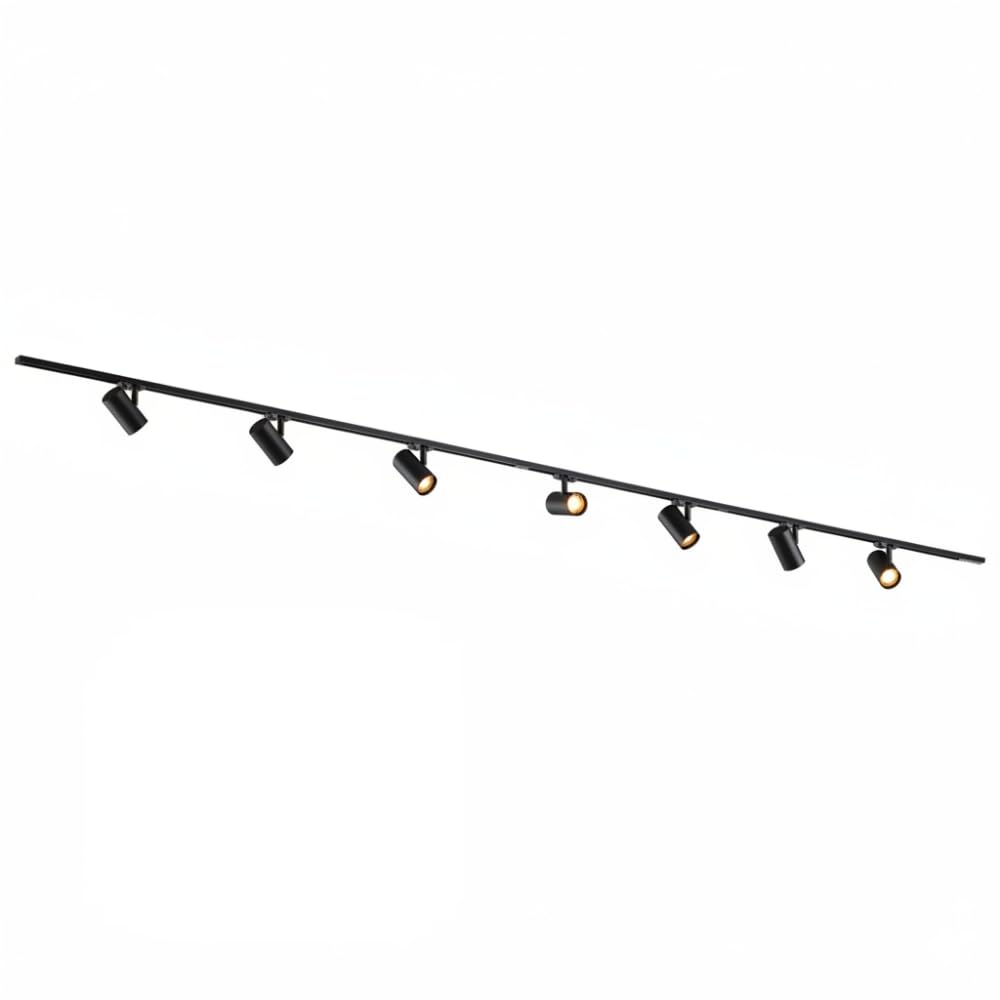 Qub Système de Rail LED Monophasé - 400 cm - En Forme de I - 6 Spots en Maille Viror - Noir - Luminaire de Plafond - Compatible avec LED