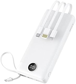 VRURC 20000mAh Power Bank with Built in Cables,Fast Charging 20W PD 18W QC 3.0 Quick Charge USB C Battery Pack Portable Charger with 5 Outputs & 2 Inputs Compatible with Smart phones