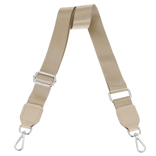 Image of uxcell Wide Shoulder Strap, 3.8cm Adjustable Purse Strap Replacement Crossbody Strap for Shoulder Bag Handbag, Khaki, Silver Square Mouth Buckle