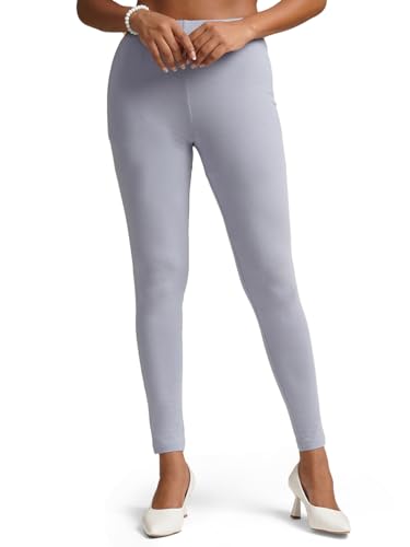 Image of ONE SKY Women Full Length Leggings | Cotton Modal Spandex Blend | High Waist Stretchable & Bio-Washed Fabric | Colour-Lock Technology | Comfortable Leggings for Women