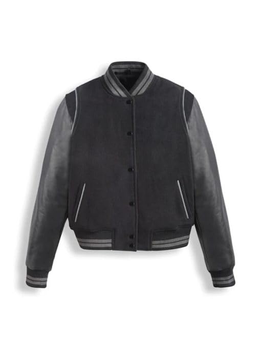 Blouson Bomber Varsity Homme en Cuir Véritable et Laine Veste Universitaire