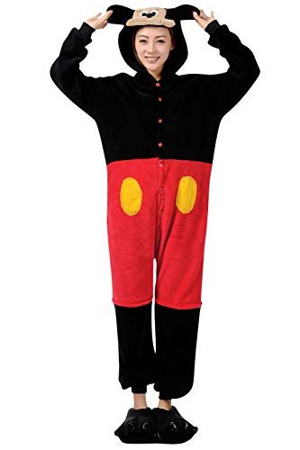 YAOMEI Erwachsene Unisex Jumpsuits, Kostüm Tier Kostüm-Anzug Onesie Nachthemd Schlafanzug Kapuzenpullover Nachtwäsche Cosplay Karton 3D Kigurumi Xmas Halloween Fastnachtskostuem (Mickey, M) Cover