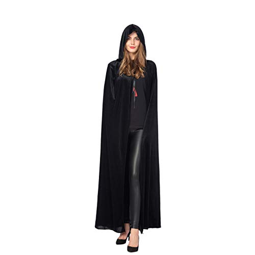 image for Spooktacular Creations Halloween Women Hooded Cape, Long Hooded Black 