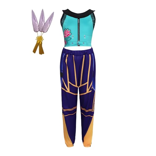 Genérico Kp0p De-mons Hunters Disfarce de Caçadora de Para Menina Inclui Roupa e Dardo Para Festas de Carnaval e Eventos Temáticos Para Presentes Especiais