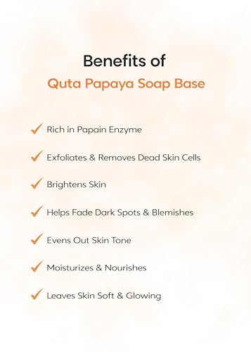 Image of Papaya Milk Soap Base for Soap Making 1kg - Organic Melt & Pour Base | Brightening & Moisturising, Creamy Finish | SLS, SLES & Paraben Free | DIY Handmade Soap Raw Material | QUTA