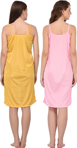 Image of You Forever Women Sexy Satin Striped Solid Above Knee Length Nighty, Loungewear, Nightwear, Sleepwear, Home Wear Short Nighty for Women Pack of 2
