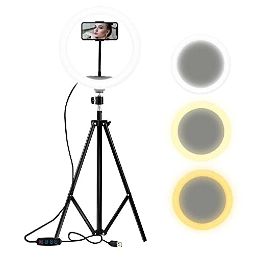 Buy 1 get 1 12.8" Selfie Ring Light with Tripod Stand & Phone Holder for Live Stream/Makeup, 16-Colors Dimmable LED Ring Light for YouTube, TikTok, Photography Compatible for iPhone & Android Phone Buy 1 get 1 12.8" Selfie Ring Light with Tripod Stand & Phone Holder for Live Stream/Makeup, 16-Colors Dimmable LED Ring Light for YouTube, TikTok, Photography Compatible for iPhone & Android Phone