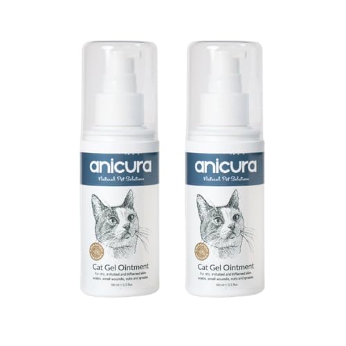 Anicura Cat Skin Ointment soothes dry itchy skin hot spots & allergies. Reduces scratching & licking. Gentle for sensitive cats. Value bundle (2 x 100ml Pack)
