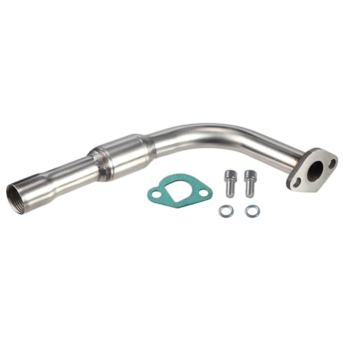Upgraded Stainless Steel Polished Exhaust Pipe With Female Threaded For Coleman Powersports CT200U CT200U-EX BT200X For Predator 212cc 196cc Go Kart& Mini Bike For Honda GX160 GX200 Silver