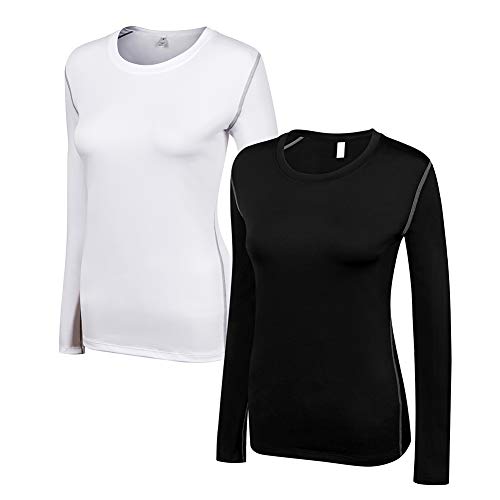 WANAYOU Women's Compression Shirt Dry Fit Long Sleeve Running Athletic T-Shirt Workout Tops