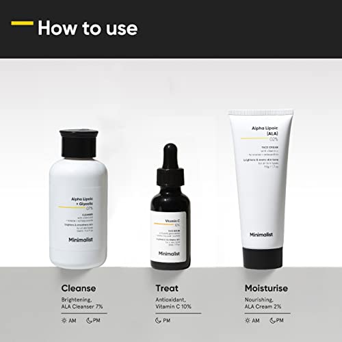 Image of Minimalist Skin Brightening Kit, Skin Care Routine Kit For Unisex, Face Wash, Serum & Face Cream Combo, 180g