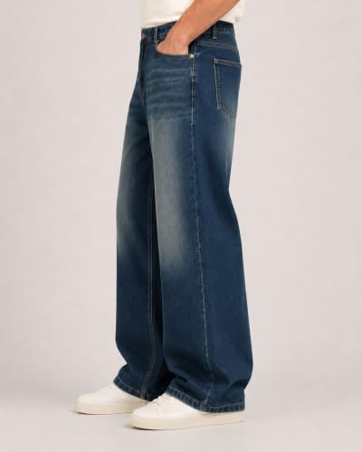 Image of GRECIILOOKS Baggy Jeans for Men | Mens Wide Leg Relax Fit Jeans | Baggy Jean's for Boys | Oversized Jean's for Everyday Streetwear