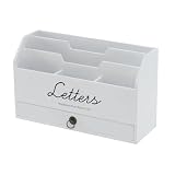 portalettere da parete prezzo Dim: 30 x 11 x 18 cm Cassetta per le lettere in legno, da scrivania, colore: bianco, dim: 30 x 11 x 18 cm