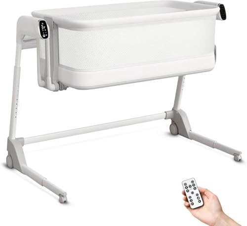 Image of Maydolly Baby Bassinet, Rocking Bassinet for Baby Electric Bassinet Baby Crib, Automatic Cry Detection and Response, 7 Height Adjustable with Mattress for Newborns and Toddlers(White)