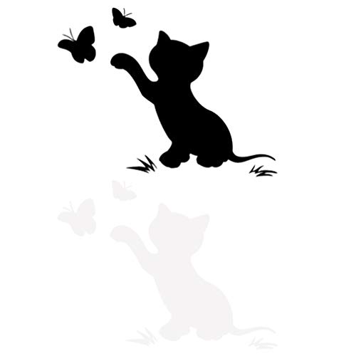 Wakauto - 4 autocolantes para carro de gato, autocolantes, para carro, todo-o-terreno, camião, uso (preto/branco)