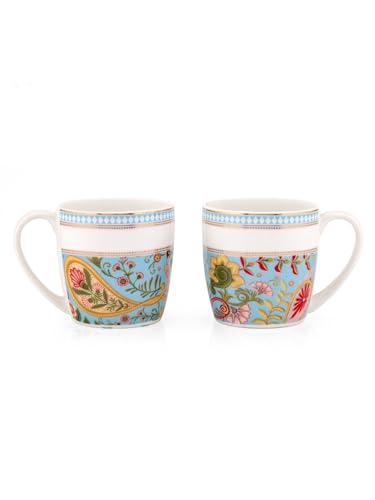 Image of Clay Craft Fine Ceramic Tea /Coffee Cup Set of 6-200 ml Each (Alton Bliss), Tea Cup Set of 6, Microwave & Dishwasher Safe, Mugs for Coffee, Cups Set of 6, Mug Set, Gift Set, Ideal for Gifting