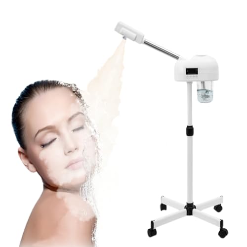 Vaporizador facial multifunción con pulverización de ozono, 42 ℃, boquilla giratoria 360 grados y panel LCD