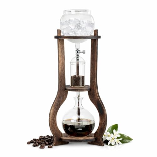Nispira Iced Coffee Cold Brew Drip Tower Coffee Maker Wooden 6-8 cup