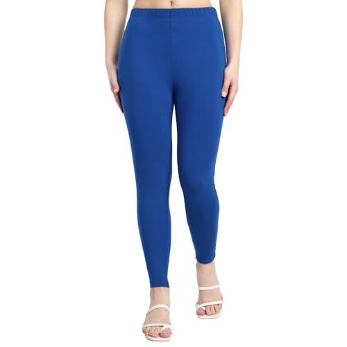 Image of ONE SKY Women Ankle Length Leggings | Premium Cotton Modal Spandex Blend | High Waist Stretchable & Bio-Washed Fabric | Colour-Lock | Ethnic Leggings for Women