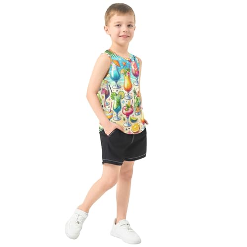 susiyo Summer Cocktail Pattern Boys Sleeveless Tank Top Girls Athletic T Shirt4