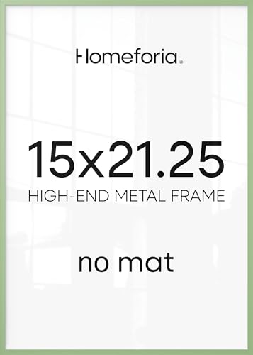 Image of Homeforia 15x21.25 Sage Green Puzzle Frame, High End Metal 15 x 21.25 Picture Frames without Mat, 21.25x15 Thin Poster Frame for Wall, 15by21.25 Puzzle Photo Frames, Tempered Glass, Wall Kit, Set of 1