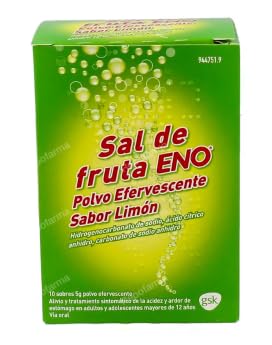 Sal de Fruta, Polvo Efervescente Sabor Limón, 10 Sobres de 5 g. Pack de 2